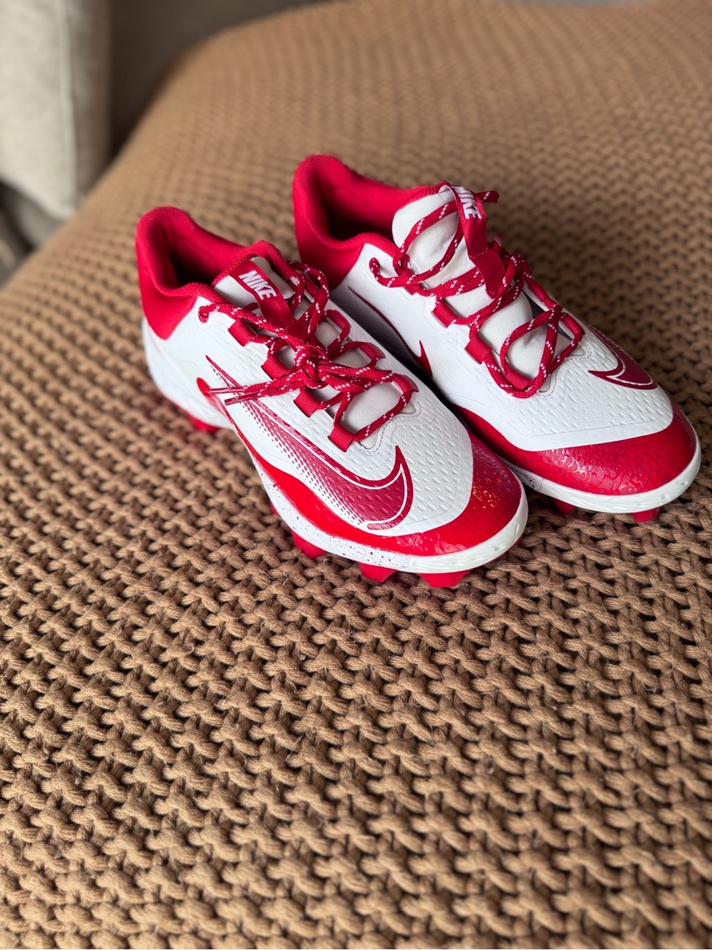 NEW Nike Alpha Huarache Elite 4 Low MCS Baseball Cleats White Red Men’s 10.5